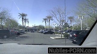 Tiny blonde caught in public gets creampie punishment