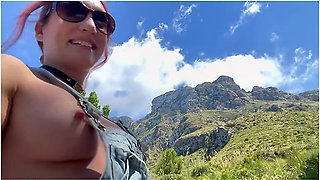 Busty Girl Flashing Her Tits On A Busy Hiking Trail Public Nudity In Nature