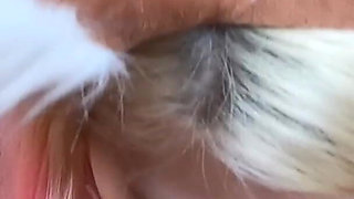 Cute Pet Girl Drink From Her Bowl