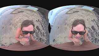VR Outdoor POV Blowjob on the Public Beach