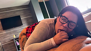 Big-butted Student Lets Her Ass Be Filled with Cum to Pass the Course