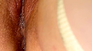 Amateur BBW Brunette With Glasses Fucks Dildo