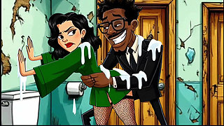 Slut Wife Fucked in Dirty Public Toilet. Cartoon