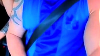 No Shame! Natzinha Flashing Her Tits in Traffic and Rubbing Herself.