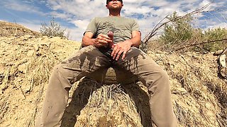 spraying pee during field work