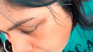Magnificent damsel gives an outdoor inhale job to her paramour in a garden