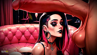 Goth Black Pink Hair Big Tits Ass Slut Blowjob and Fuck (100% AI Generated)