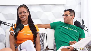 The Brazzers Podcast Episode 8 with Interracial Threesome starring Alex Jones, Ebony Kira Noir, and Busty Latina Violet Myers