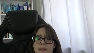 Dangling Smoking Vibrator Masturbation in the Office