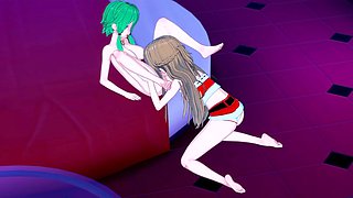 Animation, lesbian scissoring, game hentai