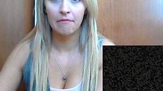 Slutty amateur blonde smoking and jerking dick