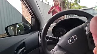 Teen Latina Gives Risky Handjob in Car - Petite Redhead Amateur