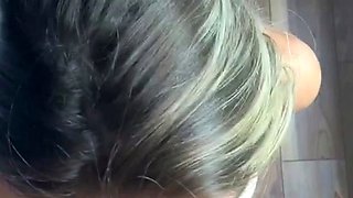 Public blowjob from an amateur brunette babe in POV video