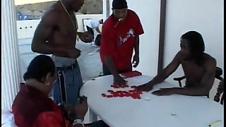 Amazing european babe gets three black cocks inside her wet tight holes