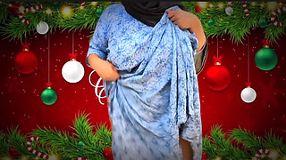 Happy New Year & Christmas Gift for Stepson! Arab Hot Beautiful Stepmom with Huge Boobs & Ass