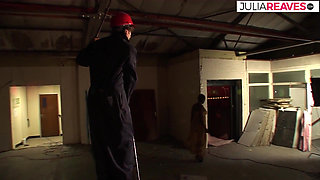 Ebony girl rides a massive cock to a cumshot after sucking it