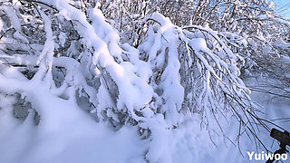 -30C It's very cold, but the cute russian girl wants ice cream in her Mouth