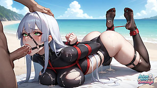 XXX: Sexy Catgirl Lovers on a Beach Bondage Fetish Milkplay Adventure!
