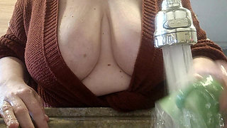 My stepmother films and shows what clothes to wear and how to wash dishes.