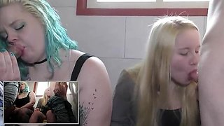 Blonde Bride Gets Greedy Gangbang Blowjob on the Farm