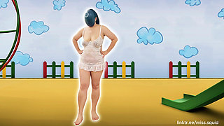 Miss Squid Exercises in White Lingerie