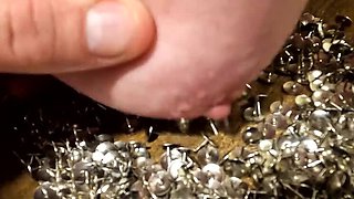 Big Tits MILF Punished with Thumbtacks on Her Huge Natural Breasts