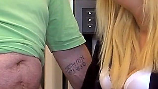 Penny's Nylons Jerking Handjob for Her Stepdad