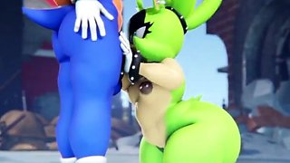 Foxy 3D Superwoman bounces up and down on a cock