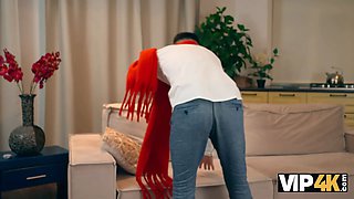 Vip4k. russian bitchy dark haired is having Double Penetration fun in front of her husband
