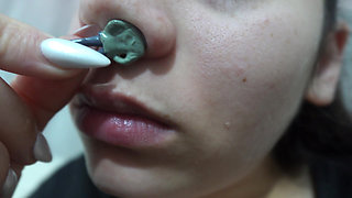 My Giantess Stepsister Puts Tiny Stepbrother in Her Nose as Punishment and Plays with Him