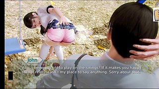 Busty brunette at waifu academy in an erotic college story