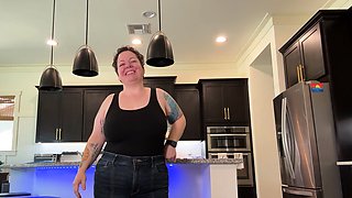 NIKKISFETISHES Curvy brunette teases in kitchen