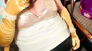 A Glam Tina Snua Smoking 2 Cigarettes Tip To Tail In Satin Gloves - Snap Inhales Drifting Smoke OMI OME Smoke Rings