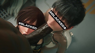 Rough Threesome: Horny Sluts Cowgirl Riding Massive BBC, Stinky Creamy Pussy Flooded with Cum