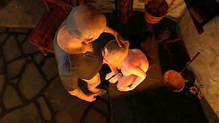 Hot Blonde Suck a Grey Old Man