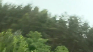 Teen Shows Tits and Asshole During a Storm in the Forest