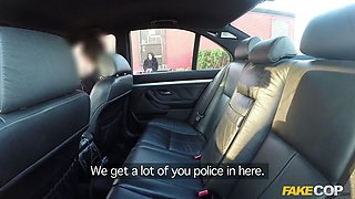 Inwards chick: waitress gets a cops helmet in her ebony arse
