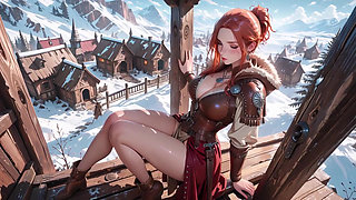 Forbidden Leather Armor Seduction in Medieval Village. Cold Queen Unzips Her Gear & Goes Wild!