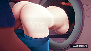 Redhead Stuck in Washing Machine Sexy Rescue & Locker Room Tease (3d Animation)