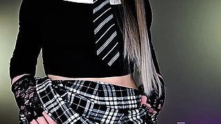 Blonde tranny shemale solo masturbation
