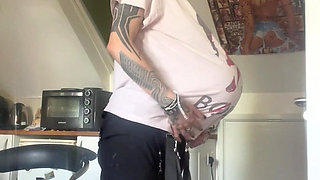 Skinny Goth Huge Belly Rapid Pregnancy at the Doctors Office