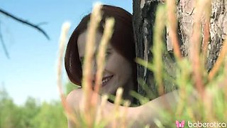 Angel Rai outdoor solo fingering her pussy to orgasm - Redhead teen naked in 4K HD