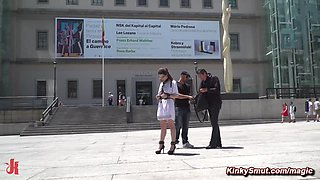 Babe is gagged and bound in public