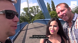 Creampie outdoor: Asian Milf seduced by German big dick