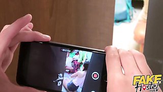 Lady's big white cock sex