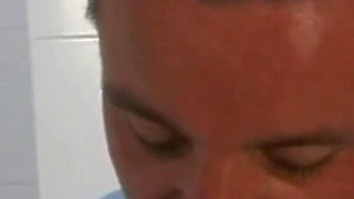 MILF with Giant Tits Fucked in the Public Toilet and Cumshot in Mouth by Vintage Big Cock