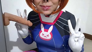 Fermerino as D.Va in Steamy Cosplay Performs BDSM Nosehook Restraint During Deepthroat B