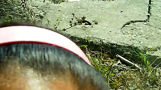 My teen stepdaughter gave me a delicious blowjob while we were walking by the sea