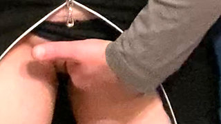 Perv Old Man Fingering Hot Babe in Public