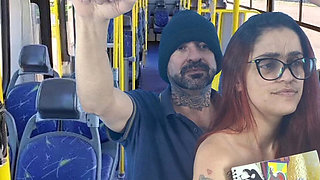 Brunette with Glasses Gets Anal Fuck and Creamy Ass on Public Transport